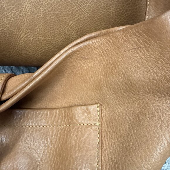 Dooney & Bourke Leather Caramel Bag Logo Lock Hobo Pebble Grain Handbag READ - Picture 3 of 12